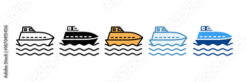 Emergency Boat  Icon Set Multiple Style Collection