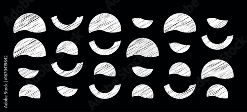Versatile Collection of Geometric Shape Stickers Featuring Scallop and Scribed Borders – Decorative Circle, Oval, and  Silhouette Labels in Black Background
