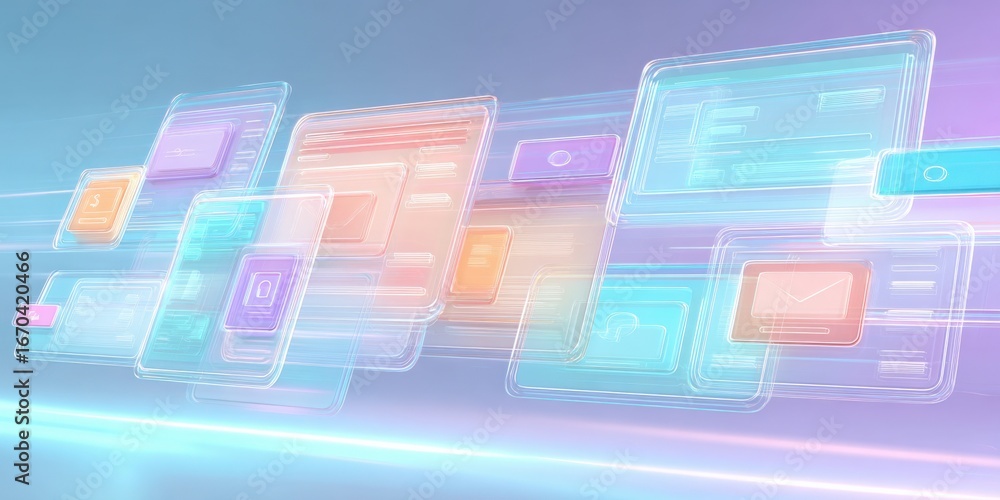 Fototapeta premium Abstract Futuristic User Interface Design with Floating Panels for Technology and Innovation Concepts