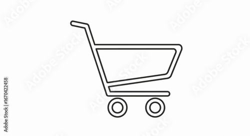 Simple black outline drawing of a shopping cart.