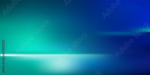 Blue-green gradient studio room, abstract background pattern, walls and floor reflect neon lights, dark tones and feel speed of digital technology connected blue-green background. vector illustration