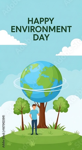Earth Day graphic with person