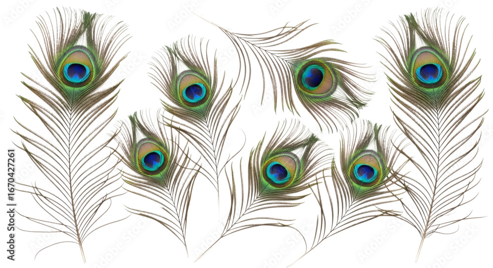 Obraz premium Close up of vibrant peacock feathers with striking eye pattern design