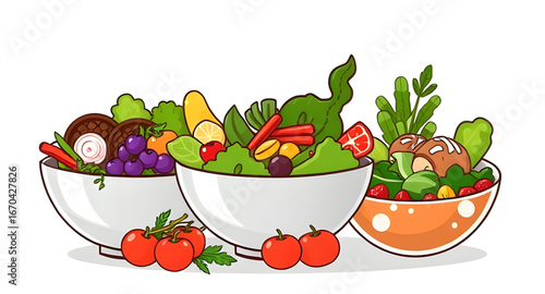 bowl of salad cartoon, salad illustration, healthy food cartoon, vegetable salad drawing, fresh salad bowl, salad clipart, cartoon salad vector, lettuce bowl cartoon, tomato salad illustration, cucumb