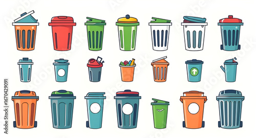 trash, can, icon, bin, waste, garbage, container, recycle, rubbish, disposal, vector, illustration, symbol, delete, dustbin, basket, clean, sanitation, office, simple, outline, flat, design, minimal, 