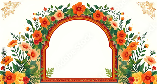arch, flowers, vector, illustration, floral, frame, decorative, bouquet, design, botanical, wreath, arrangement, petals, leaves, garden, romantic, elegant, wedding, celebration, ornament, nature, beau