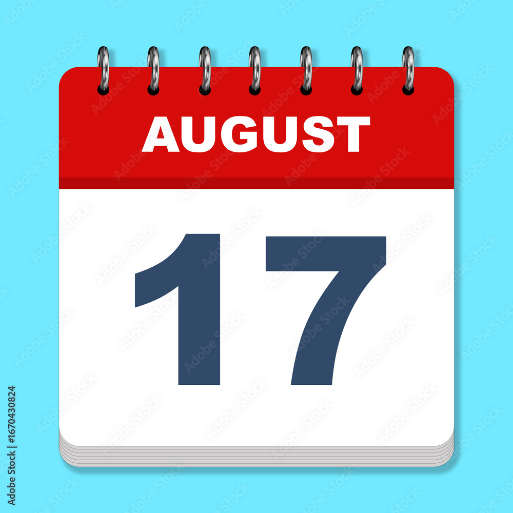 August calendar icon on a blue background