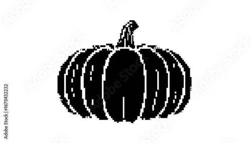 A stylized silhouette of a solitary pumpkin, evokes a sense of harvest bounty, against the stark background, a classic autumn symbol, the perfect addition to seasonal designs.