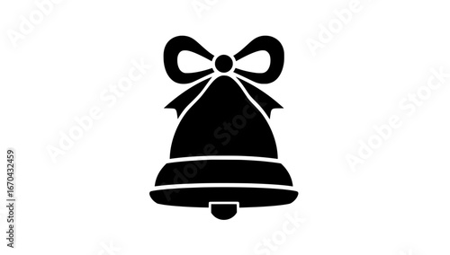 An elegant minimalist silhouette of a bell adorn with a festive bow, a timeless symbol of celebration and joy.