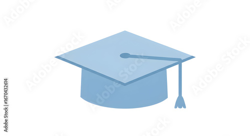 Wallpaper Mural Graduation Cap Illustration in Light Blue on White Background Torontodigital.ca