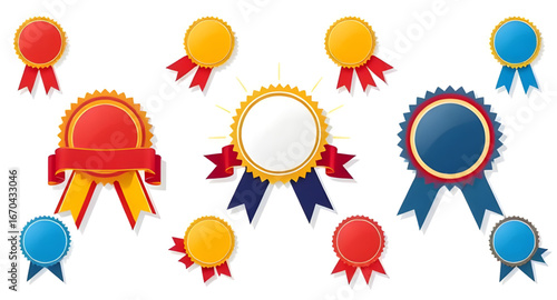 award, badge, set, emblem, medal, ribbon, label, seal, honor, achievement, trophy, winner, premium, quality, certification, stamp, vector, icon, illustration, reward, symbol, design, gold, silver, bro