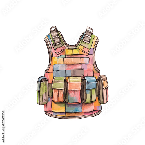 bullet vest hand drawn illustration