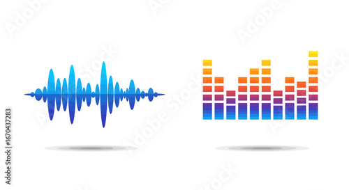 Sound wave and equalizer illustration for audio visualization and analysis