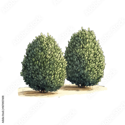 bushes hand drawn illustration