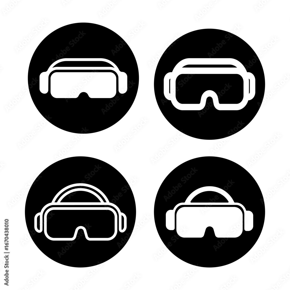 Obraz premium Virtual reality headset icon collection with modern flat symbols