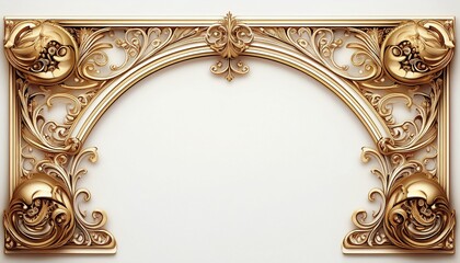 intricate baroque frame corner white background