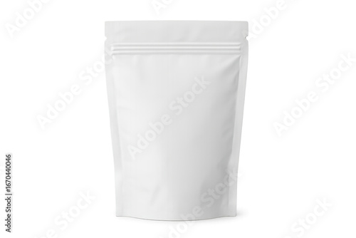 Realistic white blank plastic pouch with transparent background