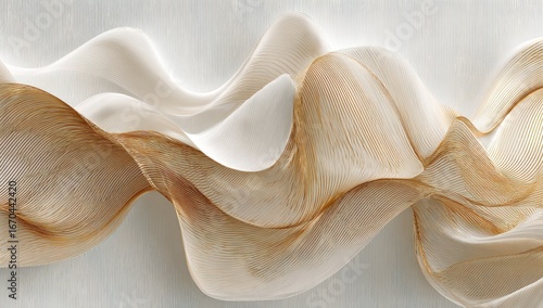 Abstract flowing ribbons in light beige and cream