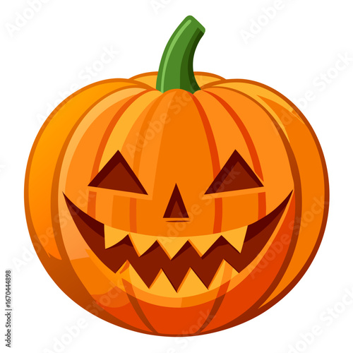 Spooky carved jack o lantern pumpkin illustration for halloween