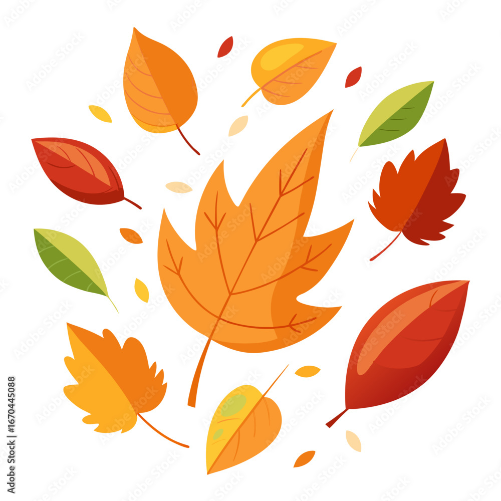 Obraz premium Flat style falling autumn leaves illustration