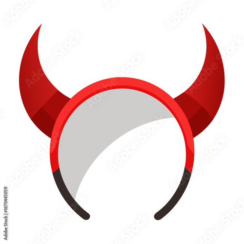 Illustration of a devil horns headband on a clean white background