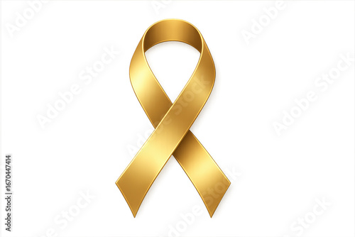 Gold ribbon on transparent background representing childhood cancer awareness