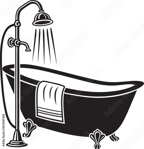 Victorian Clawfoot Bathtub with Shower