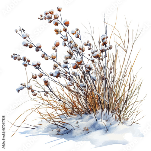 Winter Snow Drift, watercolor painting vector, isolated on a white background.