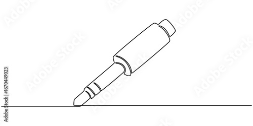 audio jack continuous one line drawing, Audio jack 3.5 mm output sign line continuous drawing vector. One line Audio jack 3.5 mm output vector background. Audio jack 3.5 mm output icon. Continuous
