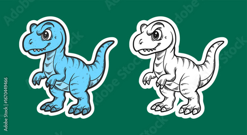 Blue Baby T-Rex Sticker Illustration