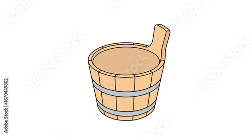Wooden bucket with handle for water or other liquids used in old times