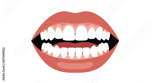 Healthy gums and pearly white teeth displayed open mouth showing oral health care and cleanliness