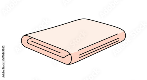 A neatly folded light pink textile material presented for presentation purposes