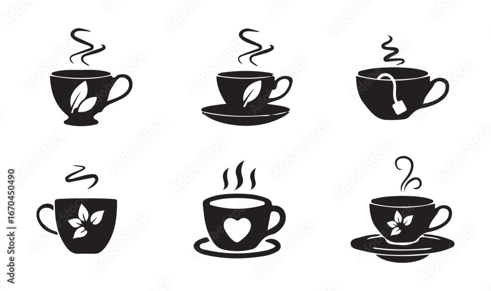 Obraz premium coffee cup icon, Coffee cup silhouette , Tea Cup icon, tea doodle collection icon, vector illustration