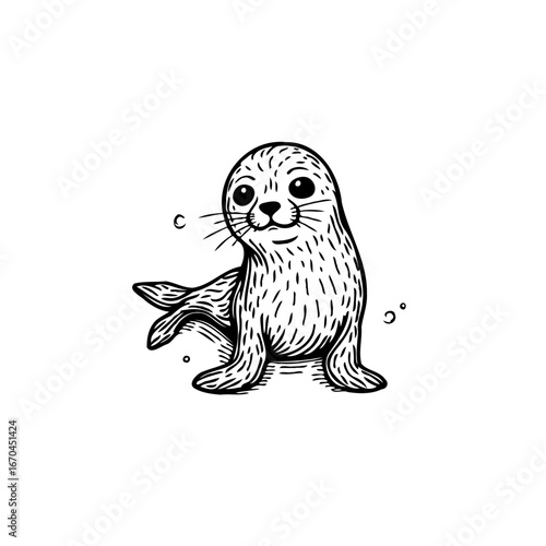 A charming seal pup illustration depicting a heartwarming ocean creature with delightful aquatic