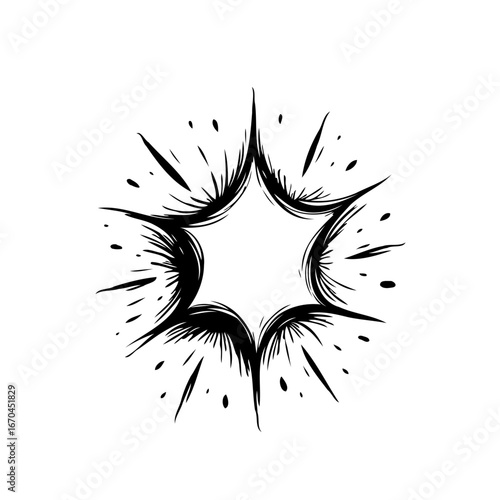 Abstract burst emanating from a geometric center creating an expressive visual impact that