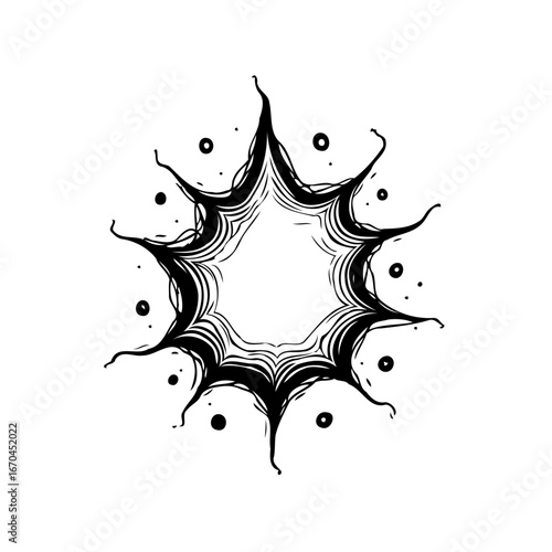 Abstract sunburst illustration featuring stylized rays and central void offering a unique graphic