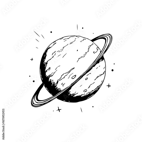 Artistic representation of a ringed planet orbiting in space shows celestial wonder and cosmic