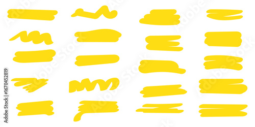 Straight lines of a marker or brush for highlighting and underlining. Vector illustration.
