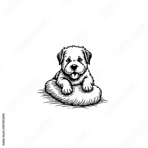 Charming canine companion resting on plush pillow evoking feelings of comfort and tranquility