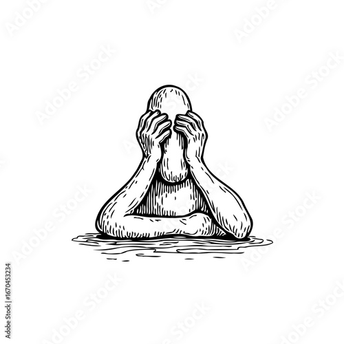 Conceptual illustration of a figure in distress embodying feeling overwhelmed and the struggles of