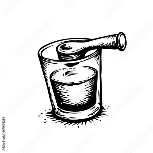 Conceptual illustration showcasing an inventive contraption featuring a flask integrated atop a