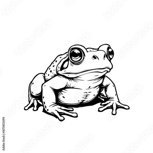 Detailed illustration of an amphibian frog with captivating bulging eyes showcasing its unique