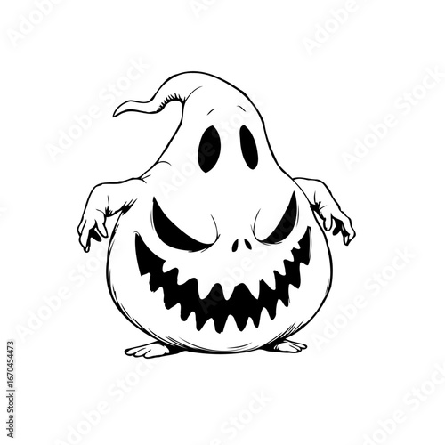 Eerie spectral form with menacing grin a halloween illustration for festive decorations or spooky