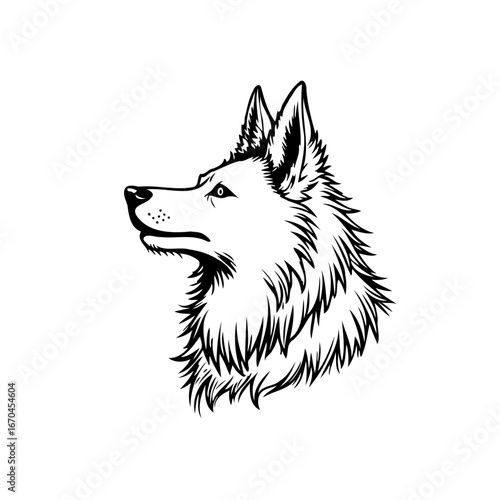 Elegant canine portrait artwork depicting determination strength and vigilance representing