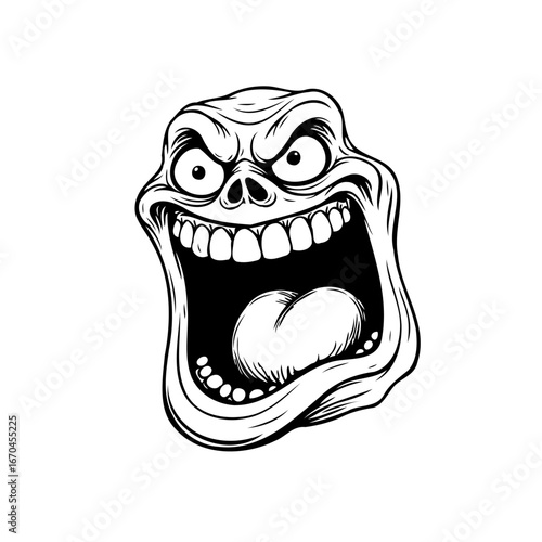 Expressive caricature illustration showing dynamic character's open mouth emphasizing visual