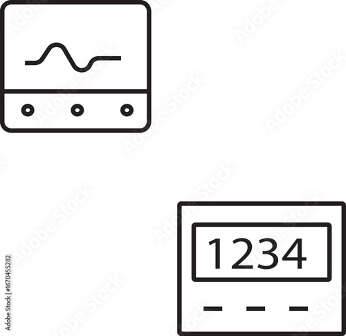 Oscilloscope and Digital Meter Icon | Electronics Testing Vector