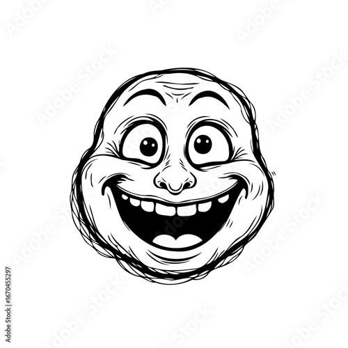 Expressive cartoon face radiating joy embodying a strong sense of cheerful positivity showcasing