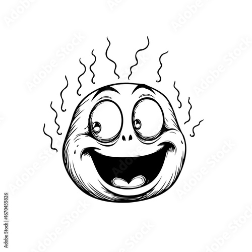 Humorous cartoon face illustration depicting intense emotion with exaggerated features and quirky