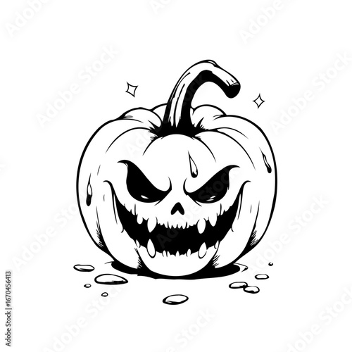 Intricate halloween pumpkin face artwork evokes spooky season chills and thrills with seasonal
